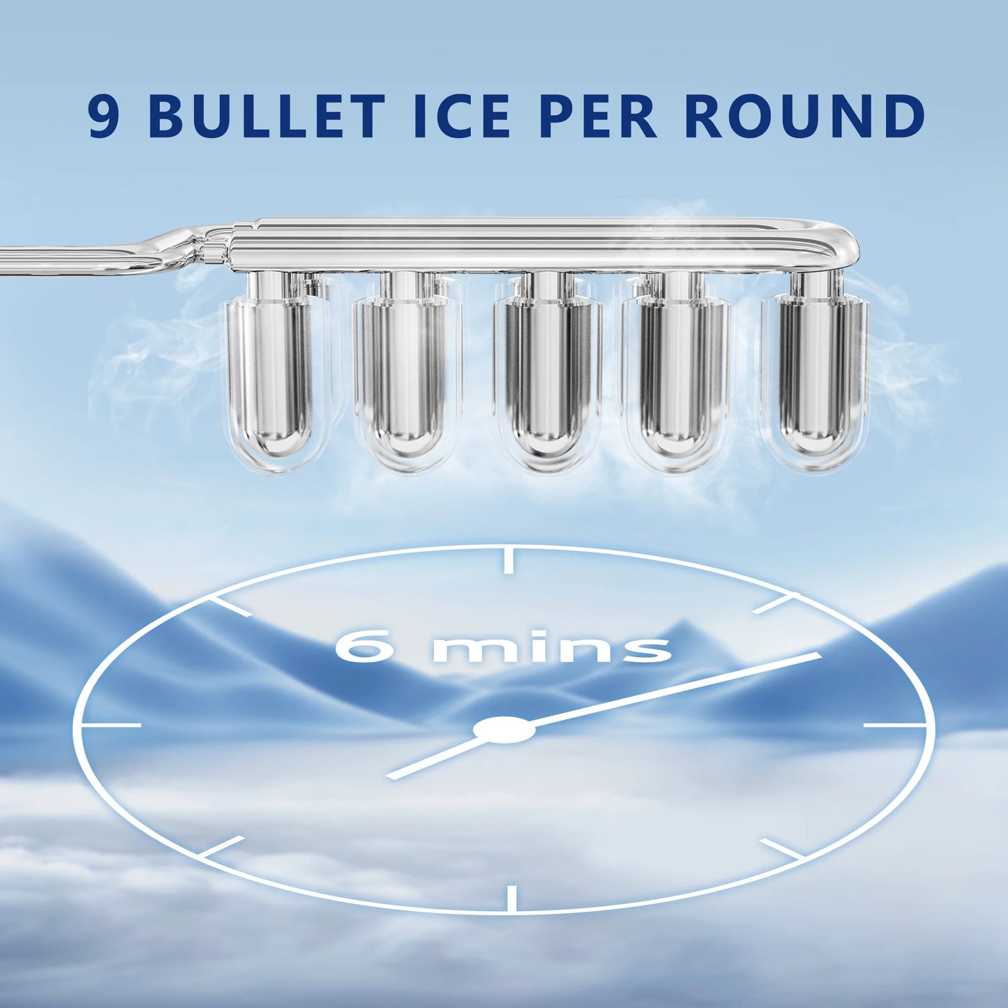 Simzlife 26 lbs/24H Countertop Ice Maker Machine, 9 Bullet-Shaped Ice in 6 Min, Auto-Cleaning