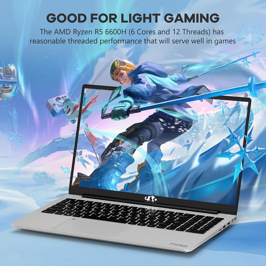 15.6 inch Student Gaming Laptop,16GB DDR5 1TB SSD 6-Cores,Fingerprint Backlit Keyboard 2 Years Warranty,AMD Ryzen 5 6600H 660M 6nm(Beat i5-12450H up to 4.5GHz)FHD IPS Business-Computer,Silver