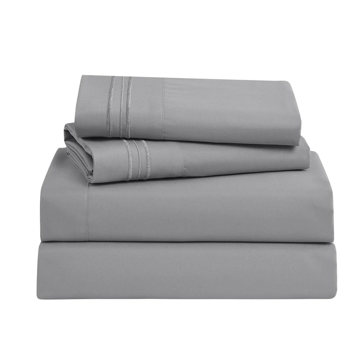 Nestl California King Sheet Sets, 1800 Series Deep Pocket 4 Piece, Luxury Soft Microfiber Bed Sheet Sets, Gray