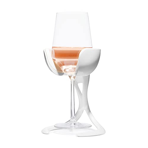 VoChill Stemmed Wine Glass Chiller | Made in USA | Radically cool wine tool – keeps wine perfectly chilled in your glass | Refreezable Chill Cradle actively chills (Quartz, Single VoChill)