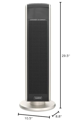 Lasko Oscillating Digital Ceramic Tower Heater for Large Rooms, with Adjustable Thermostat, Timer and Remote Control, 29 Inches, 1500W, Black, 5586