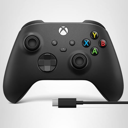 Xbox Wireless Gaming Controller + USB-Cยฎ Cable (2025) โ Carbon Black โ Play on Xbox, Windows, Android, iOS, FireTV Sticks, Smart TVs, VR Headsets