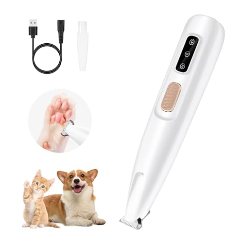 Mcbazel Pet Micro Precision Trimmer, Multifunctional Pet Hair Trimmer Waterproof Rechargeable Shaver with LED Light for Paws Eyes Ears Face Buttocks for Small Dogs and Cats,50dB Quiet Shave.