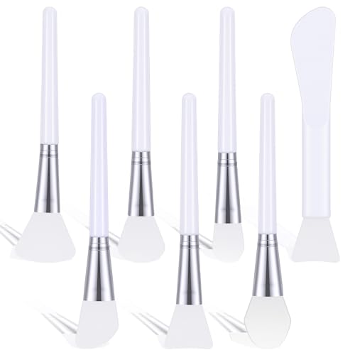 Molain 7 Pcs Silicone Face Mask Applicators, Multiple Soft Brush Heads Mask Spatula Exfoliating Facial Brush for Clay Mud Masks, Aloe Vera Gel Lotion, Moisturizer Application