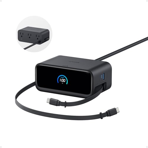 Anker Nano Charging Station, 100W 7-in-1 Power Strip, Retractable Charger
