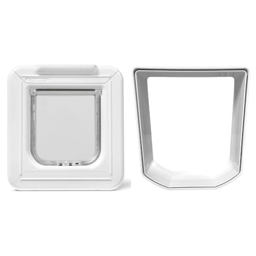 Cat Mate Elite Microchip Cat Flap with Digital Timer & LCD Display Bundle, Includes Pet Door (355) & Elite Wall Liner (308) - Small to Average Sized Cats, for UPVC, Glass and Wood Installation
