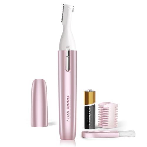 TOUCHBeauty Eyebrow Hair Trimmer for Women, Painless Precision Eyebrow Shaper, Pen-Shaped Hair Remover Razor for Face Chin Neck, Upper-Lip, Peach-Fuzz Mini Sized Battery-Operated Rose Color 1658A
