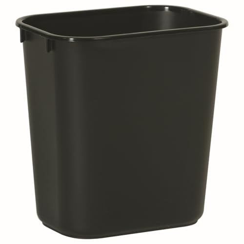 Rubbermaid Commercial Products FG295500BLA Rubbermaid Commercial 295500BK Deskside Plastic Wastebasket, Rectangular, 3 1/2 gal, Black