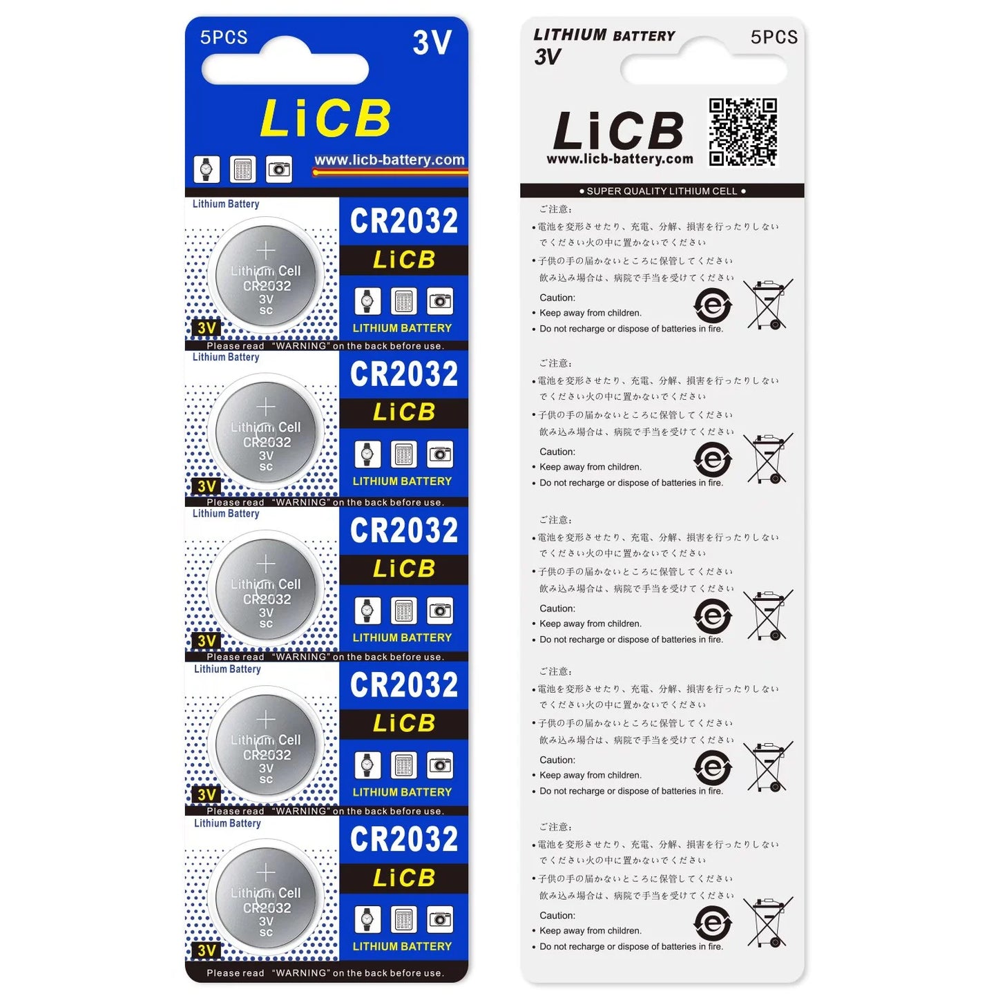 LiCB Cr2032 Battery 2032 3v Lithium Coin Battery Cell CR 2032 Button Batteries(10-Pack)