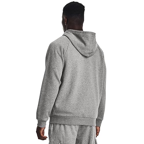 Under Armour Men's Rival Fleece Full Zip Hoodie, (025) Castlerock Light Heather / / White, Medium