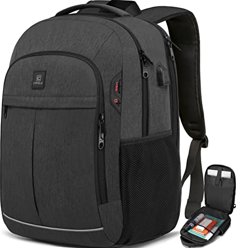 17.3 Inch Laptop Backpack, School Backpack, Large TSA Travel Carry on Backpack, College Student Bookbag with USB Port, Teenagers Water Resistant Computer Bagpack Gift for Men Women, Grey