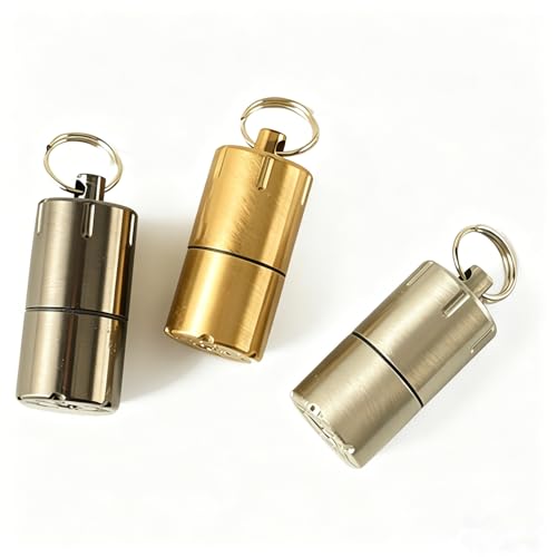 The World's Smallest Kerosene Lighter! Height 2.5cm/ 1.3cm Capsule Lighter Portable Metal Miniature EDC Gear Waterproof Tiny Peanut Lighter (Fuel not Included) (Mini 3 Pack)