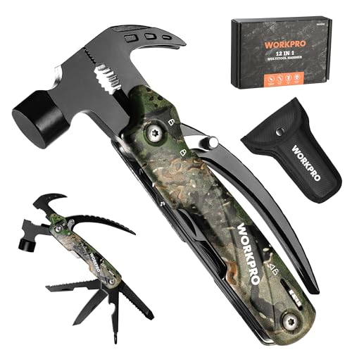WORKPRO 12 in 1 Camping Tools with Mini Hammer