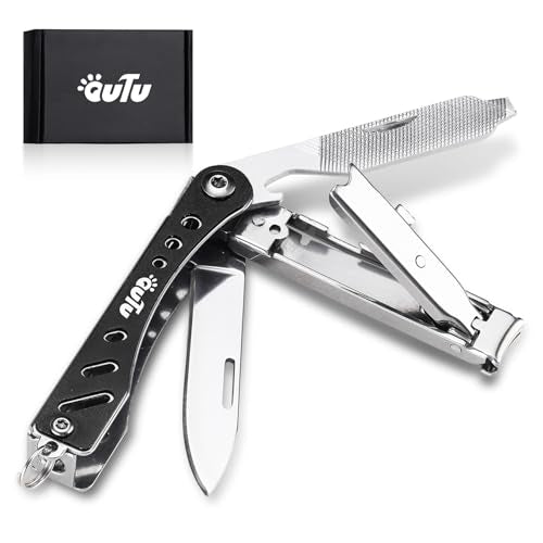 OUTU Nail Clippers Multitool,Nail File,Bottle Opener,Utility Tool with Gift Box(Black)