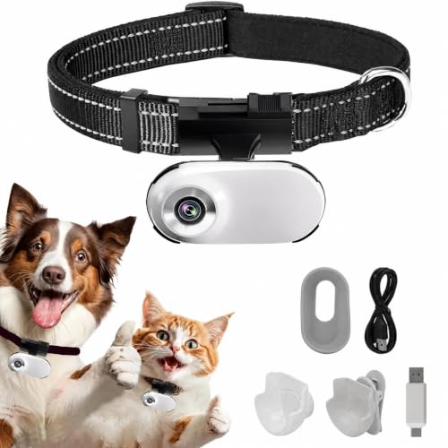ehomful HD 1080P Cat POV Camera Collar with Video Record, Mini Small Sports Video Cameras, Body Cam Outdoor/Inoor No WiFi, Unique Pet Supplies Gift for pet Owners, Dog Moms, cat dads, Ideal Gift