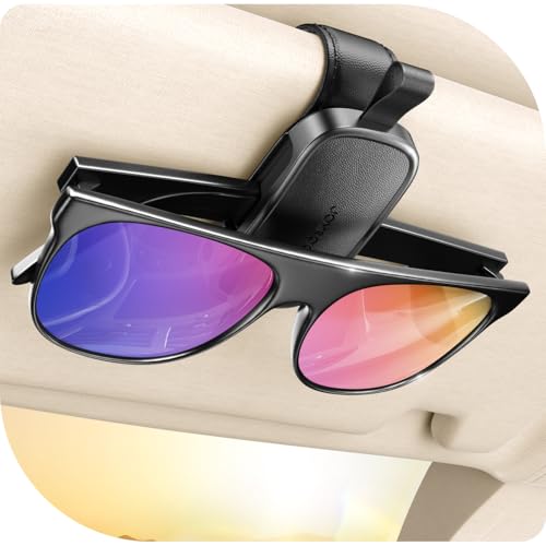 JOYROOM Magnetic Leather Sunglass Holder for Car Visor - Black