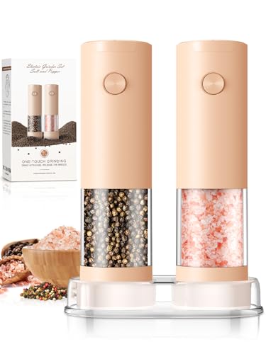 Electric Salt and Pepper Grinder Set Automatic Battery Pepper Mill Shakers Adjustable Coarseness Upgraded Larger Capacity with Led Home and Kitchen Appliances Birthday Gifts for Women Mom