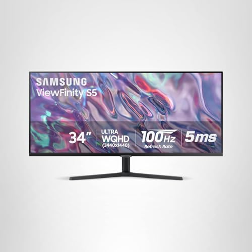 SAMSUNG 34" ViewFinity S50GC Series Ultra-WQHD Monitor, 100Hz, 5ms, HDR10, AMD FreeSync, Eye Care, Borderless Design, PIP, PBP, LS34C502GANXZA, 2023, Black
