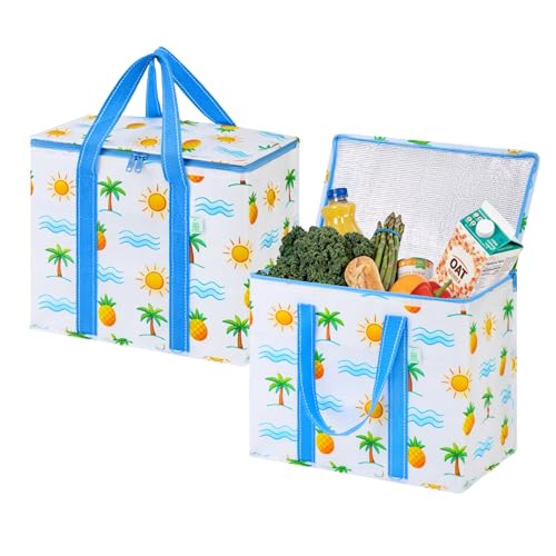 VENO 2 Pack Insulated Cooler Bag Reusable Grocery Bag for Food Delivery