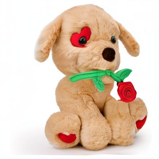 Valentines Day Gifts for Her: 10 inch Funny Cute Plush Dog with Rose for Wife Fiancée Girlfriend Women Mom Kids Naughty Valentine's Stuffed Animals Romantic Gifts for Birthday Wedding Anniversary Xmas