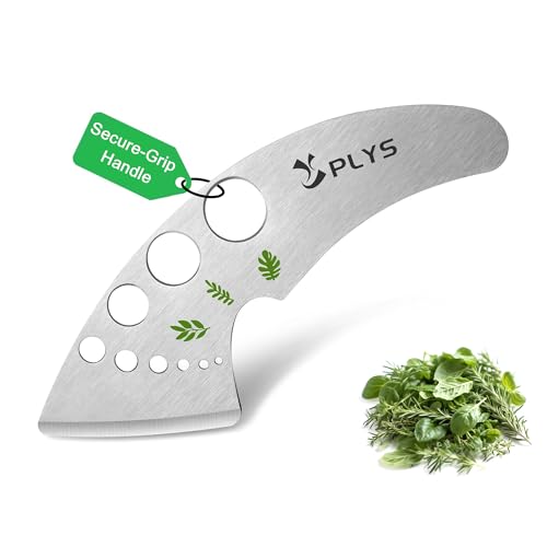 Plys Herb Stripper Tool for Basil - Stainless Steel Kitchen Herb Cutter 9 Holes, Unique Chef Tools for Kale, Chard, Collard Greens, Rosemary, Thyme, Parsley, 2026 Professional Kitchen Gadgets
