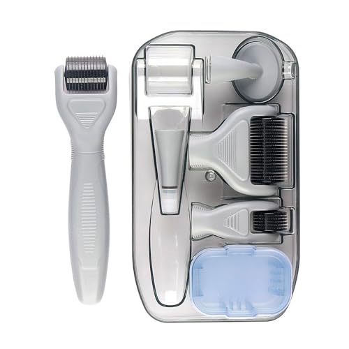 Termalk 6-in-1 Titanium Derma Roller for Face and Body - Kit with Micro-Needles (0.25mm) - 300, 720, and 1200 Needles for Men and Women