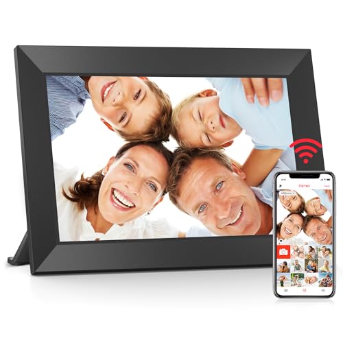 BIGASUO Digital Picture Frame, 10.1" Frameo Digital Frame WiFi with 32GB Memory, 1280x800 IPS Touch Screen, Send Photos/Videos from Your Phone Anywhere, Photo Gifts for Parents and Grandparents