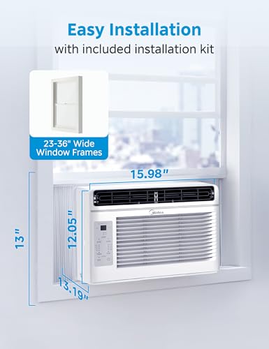 Midea MAW05R1JWT-B Electronic 5K 5,000 BTU, 3-in-1 Fan/Dehumidifier Window AC Unit, Easycool Air Conditioner with Remote Control, Cools up to 150 Sq. Ft, Fits Bedroom, Study, Office, White