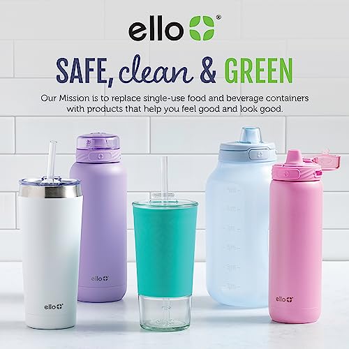 Ello Pop & Fill 32oz Stainless Steel Water Bottle with Quick Fill Technology, Double Walled and Vacuum Insulated Metal, Leak Proof Locking Lid, Sip and Chug, Reusable, BPA Free, Aurora