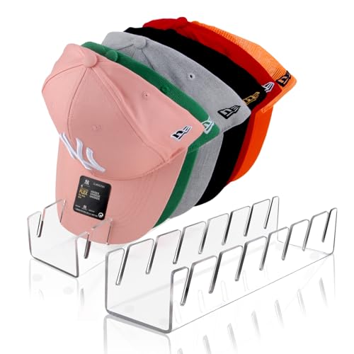 Hat Organizer for Baseball Caps Hat Rack Acrylic Hat Stand 2Pack No Install