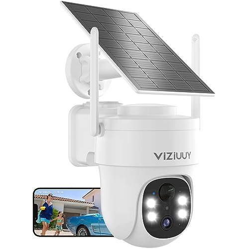 VIZIUUY 3MP Solar Security Cameras Wireless Outdoor, WiFi 6, 360°PTZ Camera