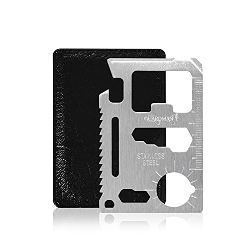 GUARDMAN 11-in-1 Survival Credit Card Multitool – Fathers Day Stocking Stuffer Christmas Gift - Multipurpose Tactical Wallet Tool With Bottle Opener, Survival Knife For Men Birthday Dad