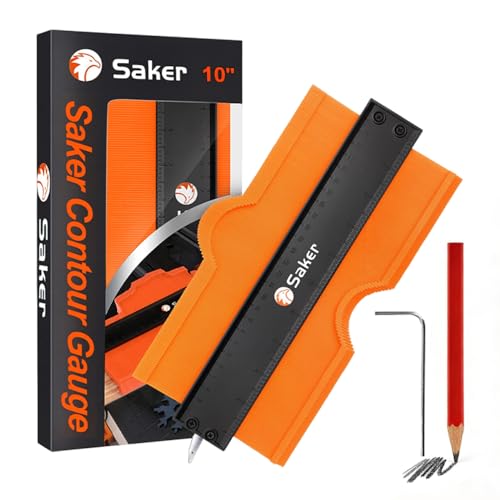 Saker Contour Gauge Profile Tool with Adjustable Lock 10 Inch Orange