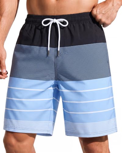 9 Inch Men Swim Trunks with Mesh no Compression Liner Quick Dry Swimwear Bikini Swimsuit Water Shorts Beach Trip Essentials Summer Vacation Must Have Travel Accessories Need Gear Gift Item Gadget 2025