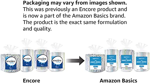 Amazon Basics Ultra Paper Plates, 10.06 Inch, Disposable, 372 Count (2 pack of 186), (Previously Encore)