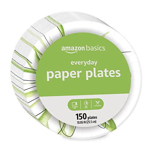 Amazon Basics Everyday Paper Plates, 10 Inch, Disposable, 150 Count