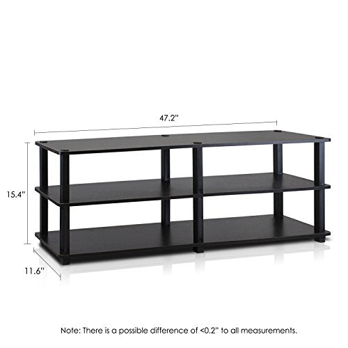 Furinno 14038EX/BK TST No Tools 3-Tier Wide Shoe Storage Rack, Espresso/Black