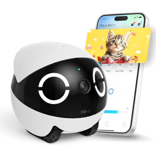 Enabot EBO ROLA Mini Pet Camera Robot: Mobile Pet Companion with 2K Camera | Remote Family/Pet Care, Whole-Home Mobility, Two-Way Talk, Night Vision, Long Battery Life, Local Storage, Long-Distance Gift
