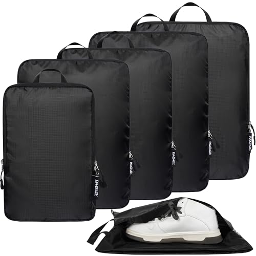 BAGAIL 6 Set Ultralight Compression Packing Cubes Packing Organizer for Travel Accessories Luggage Suitcase Backpack(70D Black)