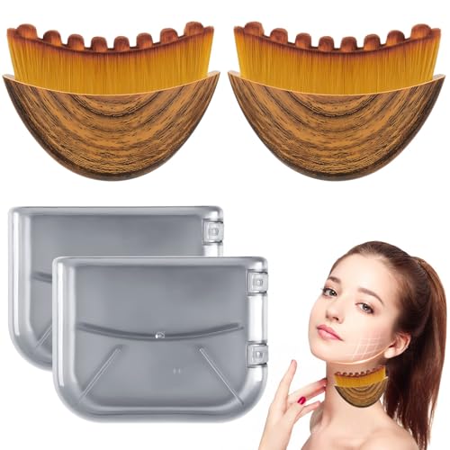 2 Pack Lymphatic Contour Face Brush,Lymphatic Drainage Massager for Sculpting,Soft & Gentle Bristles Suitable for All Skin Types,Portable Ergonomic Gua Sha Tool with Travel Case