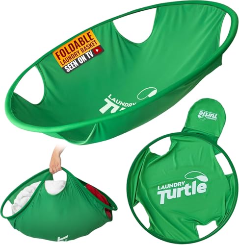 Laundry Turtle Collapsible Laundry Basket for Washer & Dryer (Green, Large)