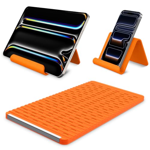 BAOYUANDA Airplane Phone Holder & Travel Essentials, Flexible Silicone Aluminum Foldable Phone Stand, 0.12" Ultra-Thin Non-Slip Desktop Mount for Flight, Bed, Office, Treadmill