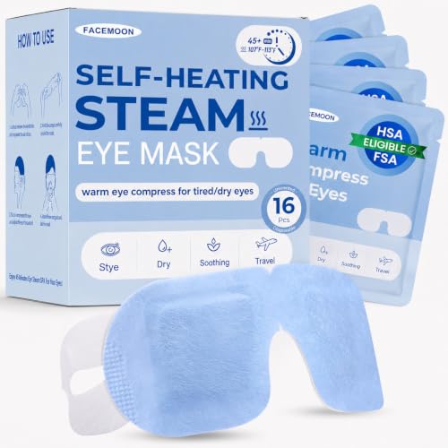 16 Pack Self-Heating Steam Eye Mask, Moist Warm Compress for Stye, FSA&HSA