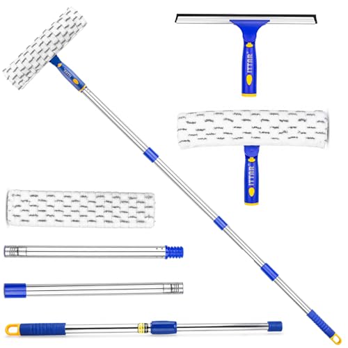 ITTAR Window Squeegee Cleaning Kit with 60" Extension Pole & Rotatable Head