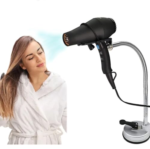 Adjustable Hair Dryer Holder Stand, 360 Degree Freely Rotation Hair Dryer Wall Universal Holder, Hands Hair Blower Stand with Suction Cup