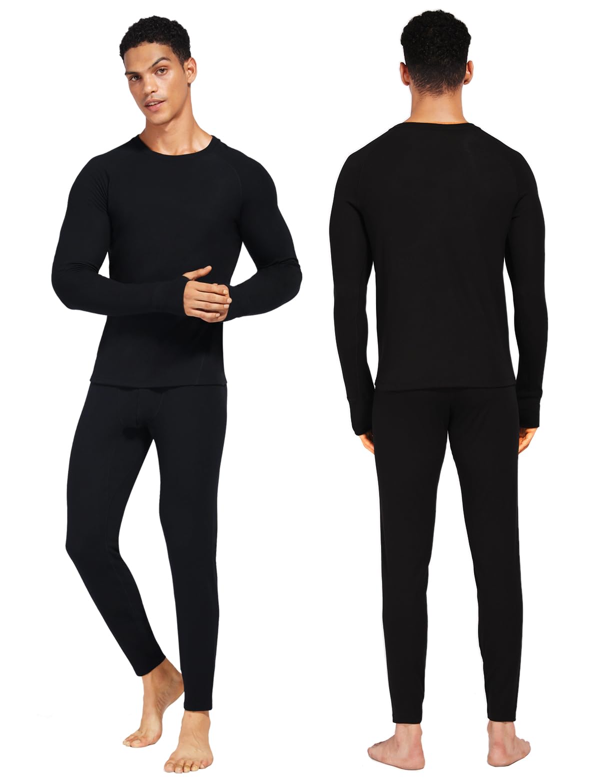 gagli Thermal Underwear Set for Men Long Johns with Fleece Lined Warm Base Layer Top Bottom Set for Cold Weather (Black, M)