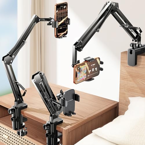 LISEN Cell Phone Holder for Bed Desk, Overhead Phone Mount iPhone Recording