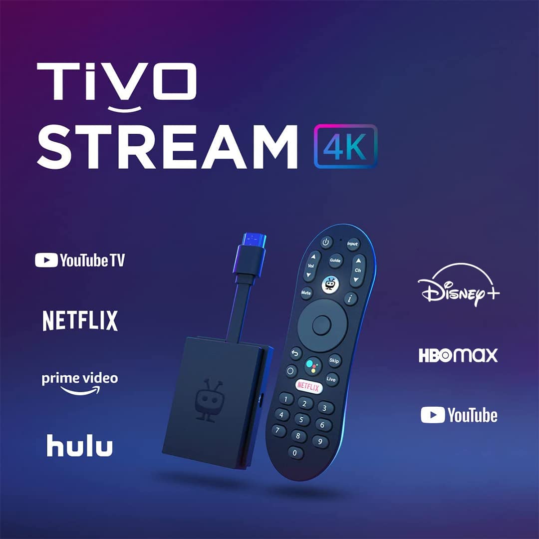TiVo Stream 4K – Every Streaming App and Live TV on One Screen – 4K UHD, Dolby Vision HDR and Dolby Atmos Sound – Powered by Android TV – Plug-In Smart TV, One size