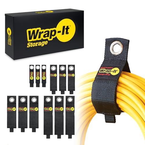 Heavy-Duty Wrap-It Storage Straps (Assorted 12 Pack) - Hanging Extension Cord Organizer for Cable Management and Storage on Garage Wall, RV Gadgets and Appliances