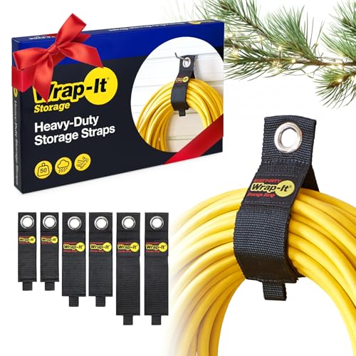 Heavy-Duty Wrap-It Storage Straps - Assorted 6-Pack | Garage Storage Extension Cord Organizer Cable Straps and Yard Cord Storage for Hose Organizer, Tools, RV Accessories